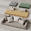 Cream Wind Bay Window Cushion Cushion Bay Window Cushion Sofa Cushion Futon Cushion Pillow 3d model