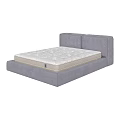 Modern Double Bed With Gray Upholstered Frame And Light Patterned Mattress 3d model