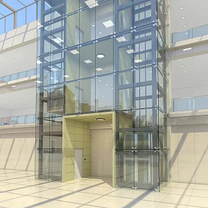 modern elevator mall glass curtain elevator 3d model