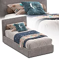 Modern Kids Bed With Upholstered Headboard Storage Drawers And Cozy Bedding
