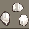 Three Irregular Shaped Mirrors Wall Mounted With Interior Room View Reflection For Home Decor