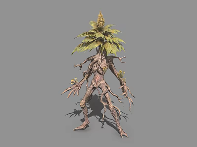 Fantasy Tree Character With Root Body And Leafy Crown For Game And Film 3d model