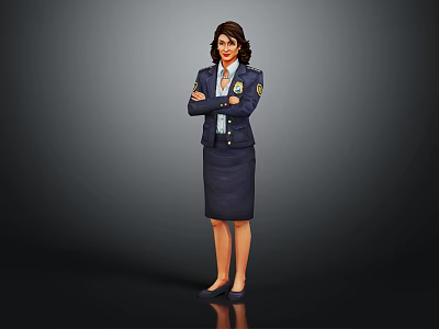 Portrait Of Confident Female Uniformed Officer Standing With Crossed Arms As Subject 3d model
