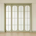 Modern Interior Sliding Doors With Light Green Frames And Glass Panels 3d model