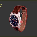 Stylish Watch With Red Leather Strap Silver Case Blue Dial And White Numbers Hands