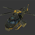 Detailed 3D Helicopter Model With Yellow Accents And Blue Canopy