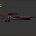 Modern Futuristic Tactical Rifle With Orange Black Accents Scope And Extended Magazine