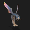 Mythical Flying Creature Sculpture With Iridescent Wings And Scaled Body