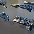 Science Fiction Gun A Group of Pistols Cyberpunk Gun Game Gun Low Face Number Low Model Simple Model Game Sub-era Movie and TV Level Super Realistic High Precision 3d model