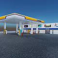 Zhongmao Energy Gas Station Modern Exterior With Blue Yellow Canopy And Fuel Pumps