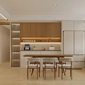Modern Minimalist Living Dining Room With Light Gray Sofa And Wooden Coffee Table