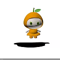 Cute Group of Cartoon Characters in Orange Hoodies with Green Leaves and Yellow Skirts