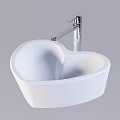 Modern Heart Shaped White Ceramic Washbasin With Chrome Faucet Design