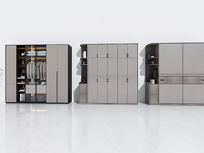 Modern Minimalist Wardrobe Interior Design With Sliding Doors Shelves And Drawers 3d model