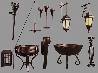 European style wall lamp street lamp combination European style wall lamp courtyard wall lamp outdoor wall lamp wall lamp post lamp solar lamp street lamp 3d model