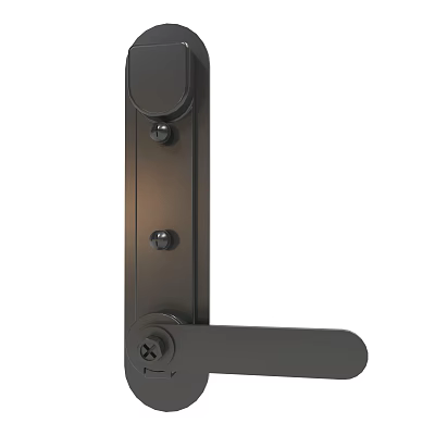 Secure Modern Black Door Lock Panel With Lever Handle And Keyhole 3d model