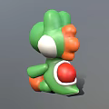Cartoon Dinosaur Character Sitting With Green Body White Belly Orange Yellow Feet And Red Shell