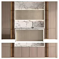 Modern Kitchen Interior Design With Elegant Cabinets Wooden Panels And Marble Countertop