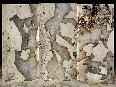 Stone Mosaic Components For Wall And Floor With Varied Textures And Decorative Sphere 3d model