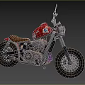 Vintage Red Motorcycle With Brown Seat Decorative Stickers And Black Wheels