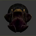 Ornate Purple And Gold Metallic Helmet With Decorative Texture And Fashion Accents