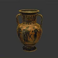 Ancient Greek Style Amphora With Sculpture Carving And Figure Patterns