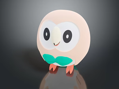Cute Round Peach Owl Cartoon Character With Green Chest And Orange Claws 3d model