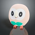 Cute Round Peach Owl Cartoon Character With Green Chest And Orange Claws