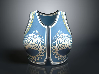 Blue Protective Vest With Gold Ornate Intricate Patterns And Decorative Design 3d model