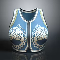Blue Protective Vest With Gold Ornate Intricate Patterns And Decorative Design