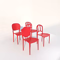 Red Single Chairs Featuring Modern Stylish Design and Unique Backrest Patterns 3d model