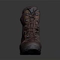 Brown High Top Leather Boots With Metal Eyelets Durable Sole For Outdoor Activities