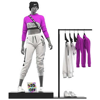 Modern Clothing Store Display Rack Clothes Model 3d model