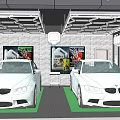 4S Shop Car Wash Service With Two Vehicles And Brand Logos In Interior