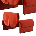Modern Orange Velvet Single Sofa With Curved Armrests And Comfortable Backrest 3d model