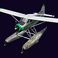 White and Green Passenger Plane with Float Structure and Wing Design 3d model