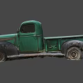 Vintage Green And Black Classic Truck With Rusty Exterior Design