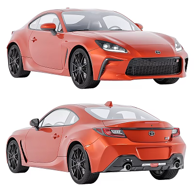 Toyota Orange Sports Coupe Front And Rear View With Black Wheels 3d model Toyota Orange Sports Coupe Front And Rear View With Black Wheels 3d model