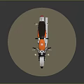 Vintage Orange And Black Motorcycle On Circular Display Stand With Classic Design Features