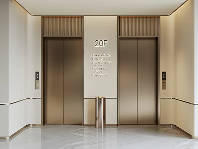 modern elevator hall 3d model