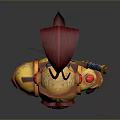 Cartoon Knight Character With Golden Red Armor And Red Feather Helmet Holding Sword