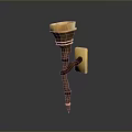Golden Topped Wooden Handle Scepter With Decorative Design And Shiny Surface