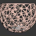 Pink Hollow Spherical Decorative Ornament With Geometric Pattern For Home Living