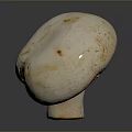 Fresh White Mushroom with Brown Spots Close Up View on Gray Background