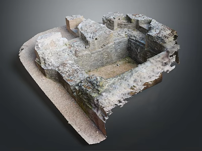 Commercial Equipment 3D Model With Stone Structural Foundation And Wall Design 3d model