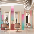 Elegant Modern Beauty Hair Salon Interior Design With Charming Gradient Decor And Warm Ambient Lighting