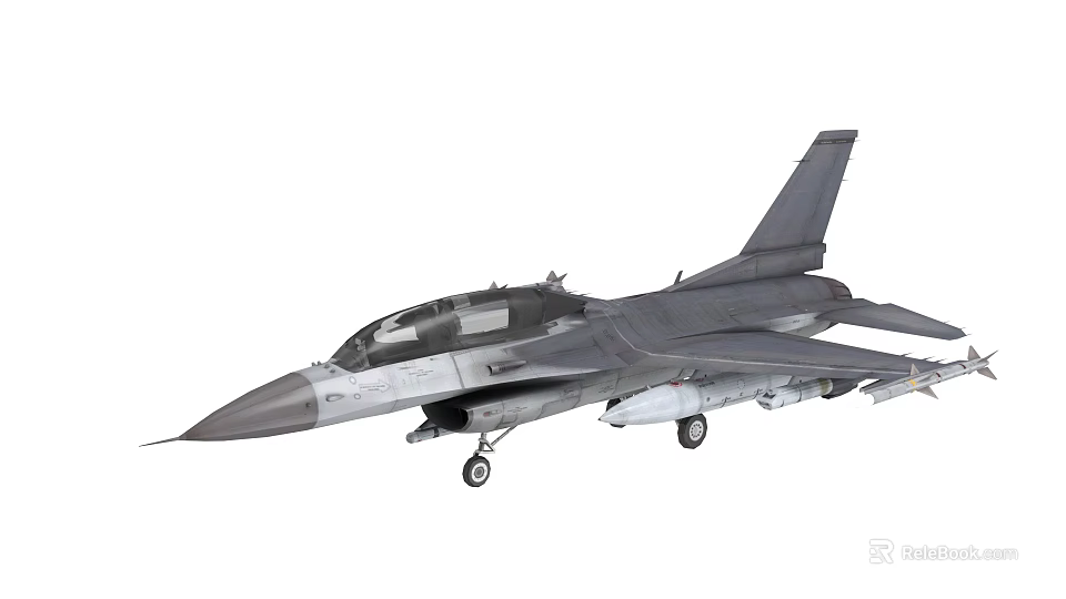 Modern Gray Fighter Jet With Cockpit Landing Gear And Mounted Weapons 3d model 
