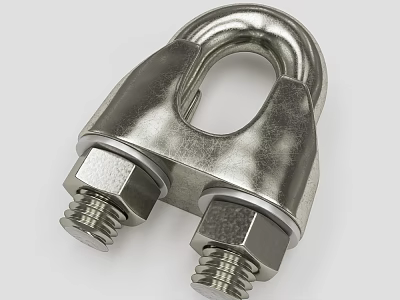 Stainless Steel U Shaped Wire Rope Clamp With Two Bolts For Hardware 3d model