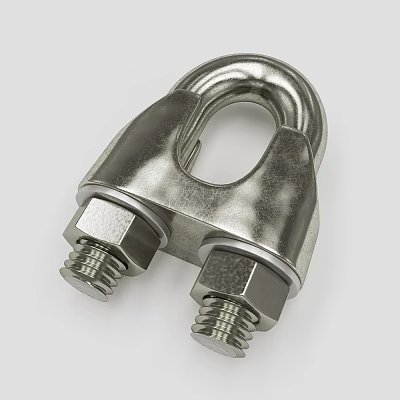 Stainless Steel U Shaped Wire Rope Clamp With Two Bolts For Hardware 3d model