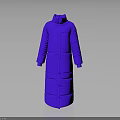 Purple Long Puffer Coat With Stand Collar And Modern Stylish Design
